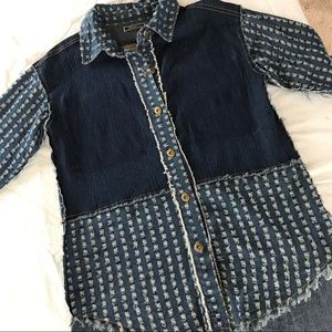 Firmiana Denim Tunic SM Laser Cut Short Sleeve EUC